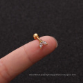 Stainless Steel Ear Bone Nails Zircon Screw Stud Earrings Women's Earrings Piercing Jewelry